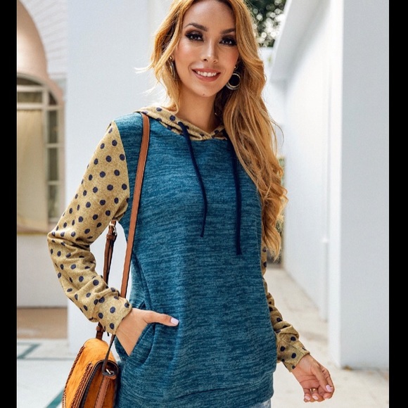Blue Polka Pullover Hoodie - Picture 1 of 2